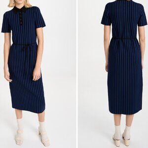 Tory Burch Dress Plaited Rib Polo Blue Black Size XS  NWT